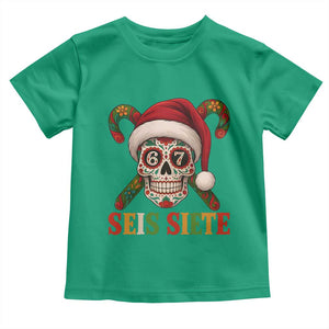 Seis Siete Christmas Meme Toddler T Shirt Sugar Skull 67 Santa Hat Candy Canes TS02 Irish Green Print Your Wear