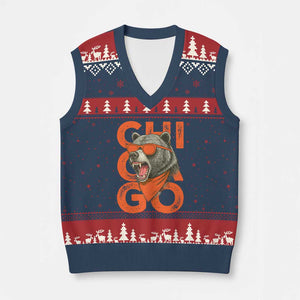 Cool Chicago Pride Br Graphic V-Neck Knit Sweater Vest TS02 Navy Red Print Your Wear
