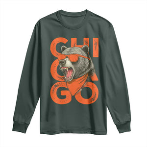 Cool Chicago Pride Long Sleeve Shirt Fierce Bear Graphic TS02 Dark Forest Green Print Your Wear
