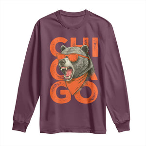 Cool Chicago Pride Long Sleeve Shirt Fierce Bear Graphic TS02 Maroon Print Your Wear