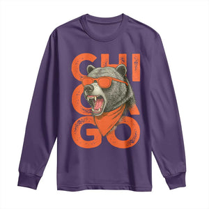 Cool Chicago Pride Long Sleeve Shirt Fierce Bear Graphic TS02 Purple Print Your Wear