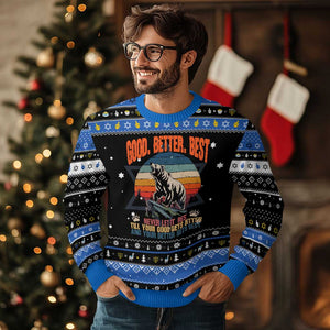 Retro Mountain Bear Outdoor Adventure Hanukkah Ugly Sweater Good Better Best Inspiration Motivation TS02 Black Blue Print Your Wear