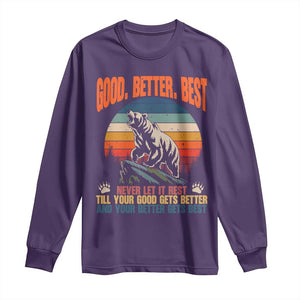 Retro Mountain Bear Outdoor Adventure Long Sleeve Shirt Good Better Best Inspiration Motivation TS02 Purple Print Your Wear