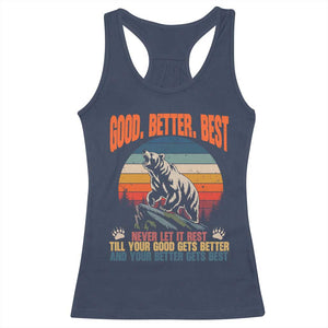 Retro Mountain Bear Outdoor Adventure Racerback Tank Top Good Better Best Inspiration Motivation TS02 Navy Print Your Wear
