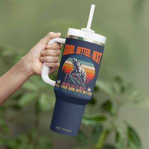 Retro Mountain Bear Outdoor Adventure Tumbler With Handle Good Better Best Inspiration Motivation TS02 Print Your Wear