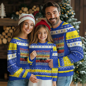 Good Better Best Motivational Hanukkah Ugly Sweater Retro Never Let It Rest TS02 Royal Blue Gold Print Your Wear