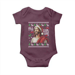 Funny Jesus Birthday Baby Onesie All the Cool People Are Born in December TS02 Maroon Print Your Wear