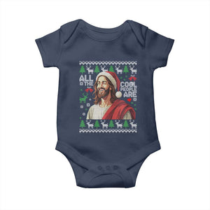 Funny Jesus Birthday Baby Onesie All the Cool People Are Born in December TS02 Navy Print Your Wear