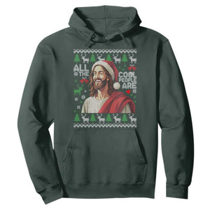 Funny Jesus Birthday Hoodie All the Cool People Are Born in December TS02 Dark Forest Green Print Your Wear