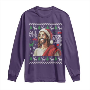 Funny Jesus Birthday Long Sleeve Shirt All the Cool People Are Born in December TS02 Purple Print Your Wear