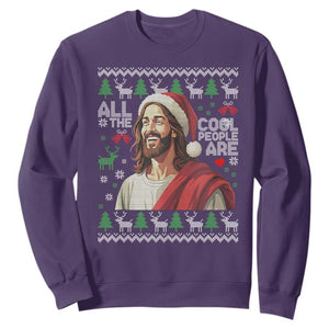Funny Jesus Birthday Sweatshirt All the Cool People Are Born in December TS02 Purple Print Your Wear