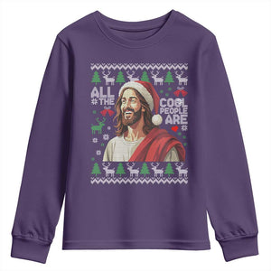 Funny Jesus Birthday Youth Sweatshirt All the Cool People Are Born in December TS02 Purple Print Your Wear
