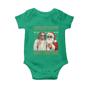 The Boys Are Back in Town Funny Christmas Baby Onesie Cool Santa and Jesus Holiday Humor TS02 Irish Green Print Your Wear