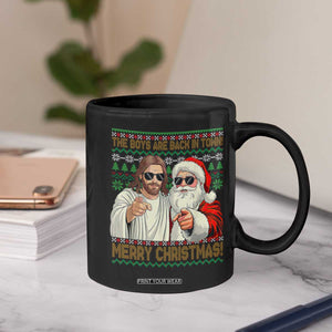 The Boys Are Back in Town Funny Christmas Coffee Mug Cool Santa and Jesus Holiday Humor TS02 Print Your Wear