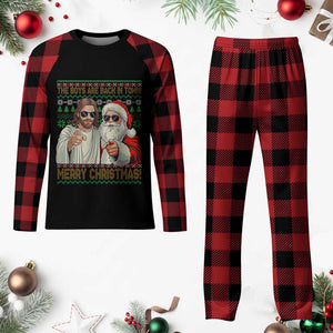 The Boys Are Back in Town Funny Christmas Plaid Pajama Set Cool Santa and Jesus Holiday Humor TS02 Buffalo Plaid Print Your Wear