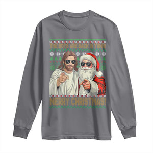 The Boys Are Back in Town Funny Christmas Long Sleeve Shirt Cool Santa and Jesus Holiday Humor TS02 Charcoal Print Your Wear