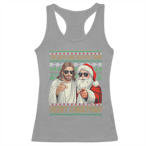The Boys Are Back in Town Funny Christmas Racerback Tank Top Cool Santa and Jesus Holiday Humor TS02 Sport Gray Print Your Wear