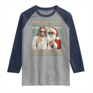 The Boys Are Back in Town Funny Christmas Raglan Shirt Cool Santa and Jesus Holiday Humor TS02 Sport Gray Navy Print Your Wear