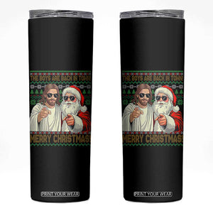 The Boys Are Back in Town Funny Christmas Skinny Tumbler Cool Santa and Jesus Holiday Humor TS02 Black Print Your Wear
