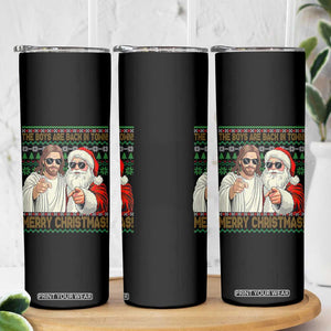 The Boys Are Back in Town Funny Christmas Skinny Tumbler Cool Santa and Jesus Holiday Humor TS02 Print Your Wear