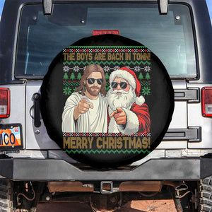 The Boys Are Back in Town Funny Christmas Spare Tire Cover Cool Santa and Jesus Holiday Humor TS02 No hole Black Print Your Wear