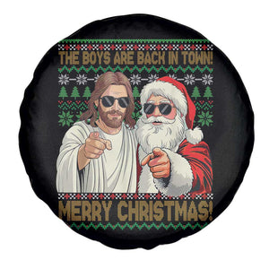The Boys Are Back in Town Funny Christmas Spare Tire Cover Cool Santa and Jesus Holiday Humor TS02 Print Your Wear