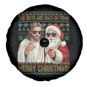 The Boys Are Back in Town Funny Christmas Spare Tire Cover Cool Santa and Jesus Holiday Humor TS02 Print Your Wear
