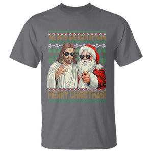 The Boys Are Back in Town Funny Christmas T Shirt Cool Santa and Jesus Holiday Humor TS02 Charcoal Print Your Wear