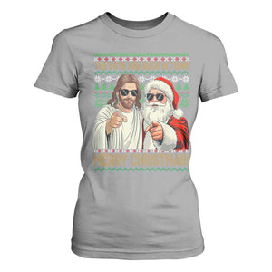The Boys Are Back in Town Funny Christmas T Shirt For Women Cool Santa and Jesus Holiday Humor TS02 Sport Gray Print Your Wear