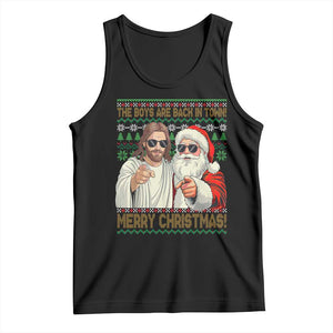 The Boys Are Back in Town Funny Christmas Tank Top Cool Santa and Jesus Holiday Humor TS02 Black Print Your Wear