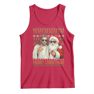 The Boys Are Back in Town Funny Christmas Tank Top Cool Santa and Jesus Holiday Humor TS02 Red Print Your Wear