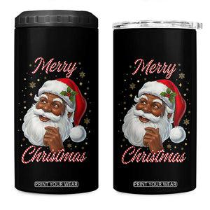 Merry Christmas Black Santa Claus 4 in 1 Can Cooler Tumbler Retro Nostalgic Festive Holiday TS02 One Size: 16 oz Black Print Your Wear