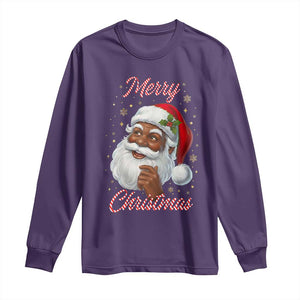 Merry Christmas Black Santa Claus Long Sleeve Shirt Retro Nostalgic Festive Holiday TS02 Purple Print Your Wear