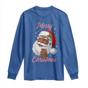 Merry Christmas Black Santa Claus Long Sleeve Shirt Retro Nostalgic Festive Holiday TS02 Royal Blue Print Your Wear
