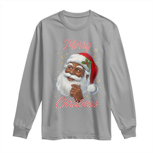 Merry Christmas Black Santa Claus Long Sleeve Shirt Retro Nostalgic Festive Holiday TS02 Sport Gray Print Your Wear