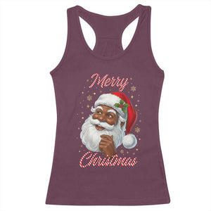 Merry Christmas Black Santa Claus Racerback Tank Top Retro Nostalgic Festive Holiday TS02 Maroon Print Your Wear
