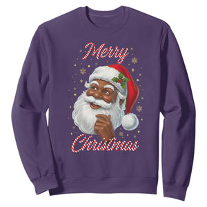 Merry Christmas Black Santa Claus Sweatshirt Retro Nostalgic Festive Holiday TS02 Purple Print Your Wear