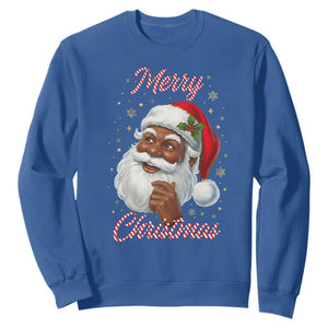 Merry Christmas Black Santa Claus Sweatshirt Retro Nostalgic Festive Holiday TS02 Royal Blue Print Your Wear