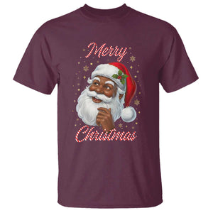 Merry Christmas Black Santa Claus T Shirt Retro Nostalgic Festive Holiday TS02 Maroon Print Your Wear