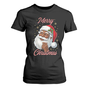 Merry Christmas Black Santa Claus T Shirt For Women Retro Nostalgic Festive Holiday TS02 Black Print Your Wear