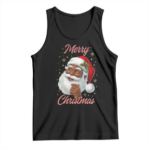 Merry Christmas Black Santa Claus Tank Top Retro Nostalgic Festive Holiday TS02 Black Print Your Wear