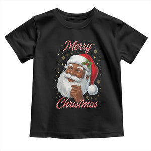 Merry Christmas Black Santa Claus Toddler T Shirt Retro Nostalgic Festive Holiday TS02 Black Print Your Wear