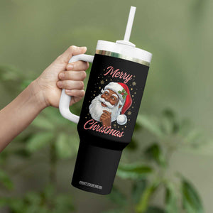 Merry Christmas Black Santa Claus Tumbler With Handle Retro Nostalgic Festive Holiday TS02 Print Your Wear