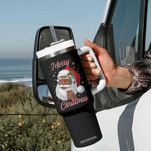 Merry Christmas Black Santa Claus Tumbler With Handle Retro Nostalgic Festive Holiday TS02 Print Your Wear