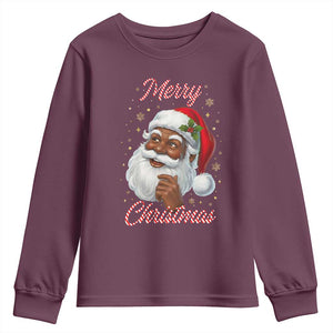 Merry Christmas Black Santa Claus Youth Sweatshirt Retro Nostalgic Festive Holiday TS02 Maroon Print Your Wear