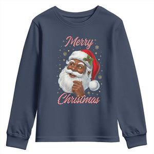 Merry Christmas Black Santa Claus Youth Sweatshirt Retro Nostalgic Festive Holiday TS02 Navy Print Your Wear