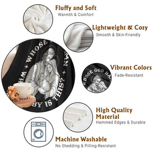 Funny Nativity Christmas Throw Blanket Whose God Damn White Baby Is This Irreverent Holiday Humor TS02 Print Your Wear