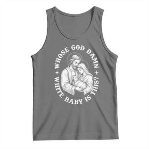 Funny Nativity Christmas Tank Top Whose God Damn White Baby Is This Irreverent Holiday Humor TS02 Black Heather Print Your Wear