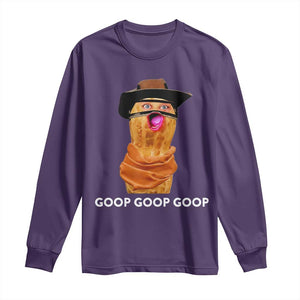 Goop Goop Goop Meme Long Sleeve Shirt Unhinged Cowboy Peanut Core Weirdos TS02 Purple Print Your Wear