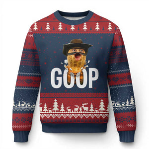 Goop Meme Explosion Ugly Christmas Sweater Screaming Peanut Cowboy Brainrot Energy TS02 Navy Red Print Your Wear
